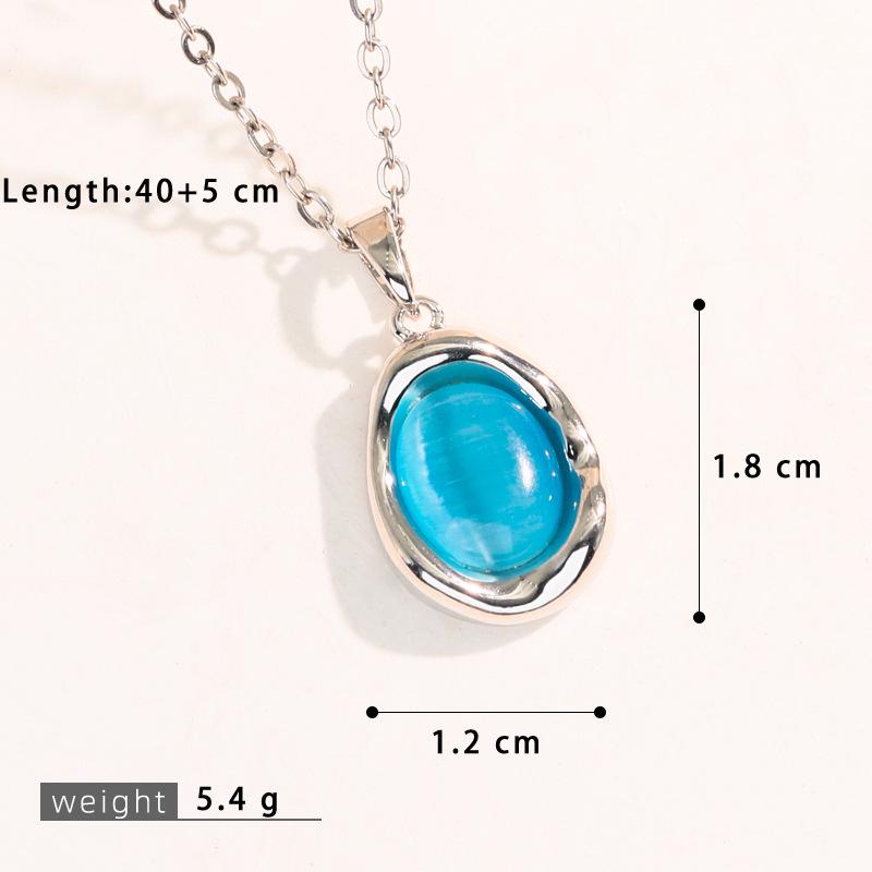 Women's Multi-Color Cat's Eye Ocean Heart Pendant Necklace