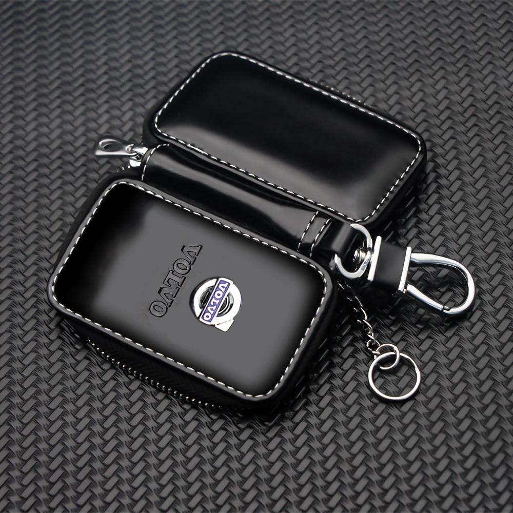 Leather Car Key Case Protection Auto Key Bag Key Chain Cover For Volvo S60 S90 XC40 XC60 XC90 V60 V90 EX40 V40 V50 V70 C30 T5 T6