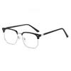 Elegant Men's Classic Vintage Half-Frame Glasses Sleek Black Anti-Blue Light PC Lenses for Computer Use Durable Metal