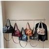 Retro shoulder bag contrasting color splicing tote bag