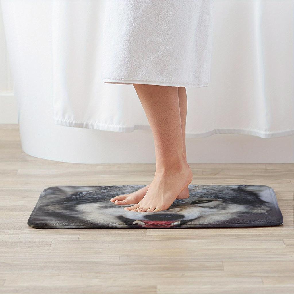 1PC Wolf Pattern Kitchen Rug Non-Slip Door Mat Pop Design Bathroom Rug Bath Mat Carpet for Home Sink Laundry Decoreeree
