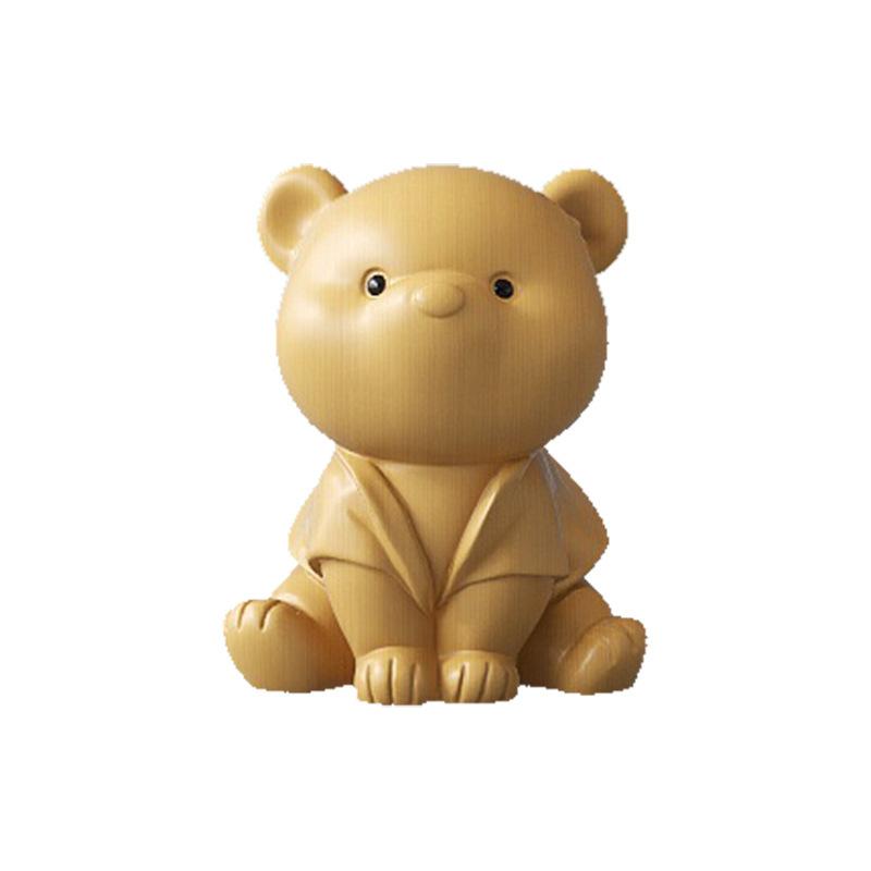 Solid Wood Bear Figurines Engrave Miniatures for Living Room Creative Ornaments Art Luxury Sculptures Interior Decorations