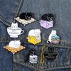 Cartoon Adorable Cat Brooch Set For Men And Women Stylish Metal Pins With Unique Design