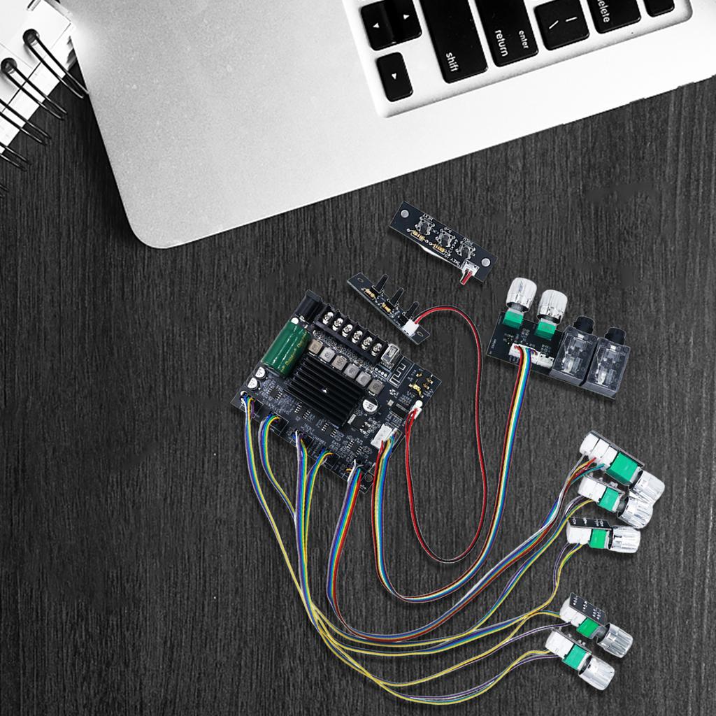 50W+50W+100W Digital Power Amplifier Board with Dual Mic Echo BT USB AUX MIC Sound Input Volume Control for DIY Wireless Speaker