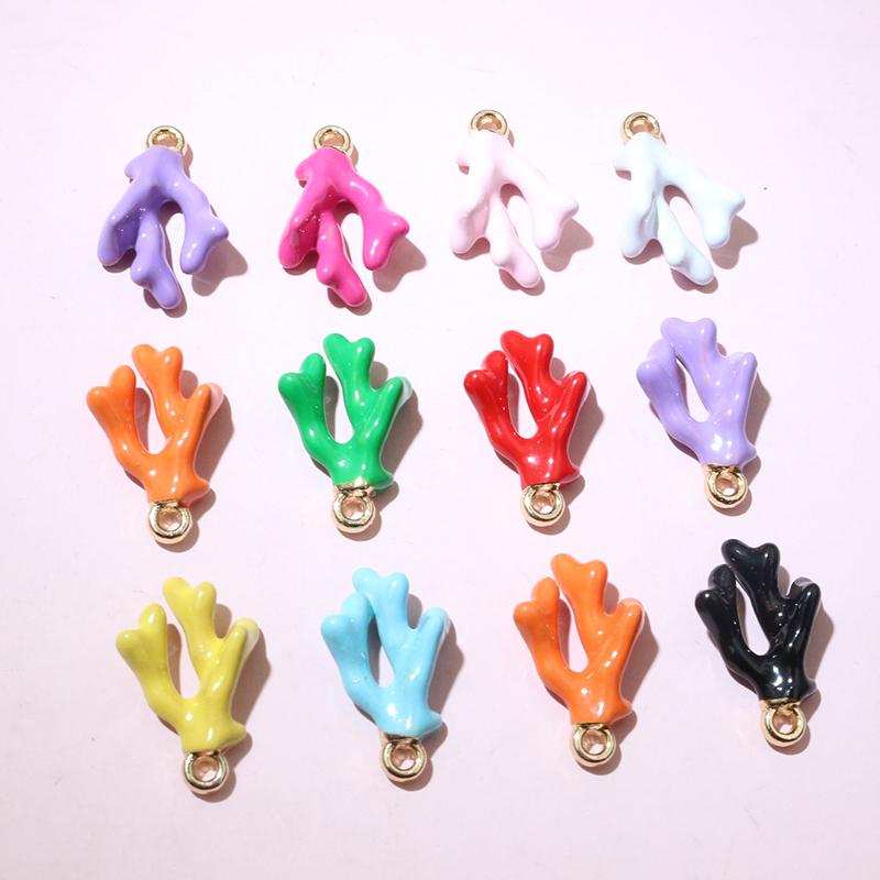 20pcs 16x10x5mm 3D Enamel Coral Charms Pendant Alloy Metal DIY Jewelry Making Accessories for Bracelet Earrings Necklace