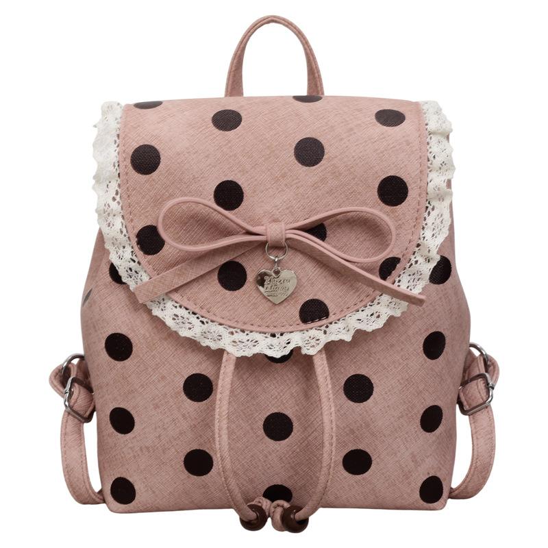 Schoolbag1011 summer new lace women's backpack sweet sister Korean polka dot casual retro foreign style small backpack
