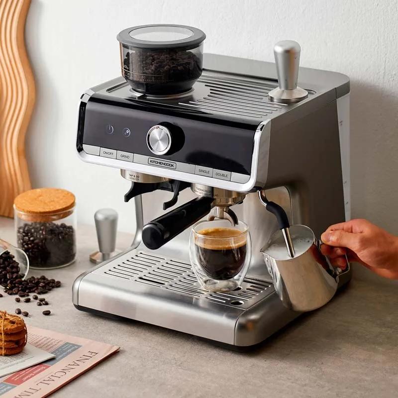 Kitchencook - Home Bistro - Inox - Expresso Broyeur 15 Bars - Buse Vapeur - 1550 W