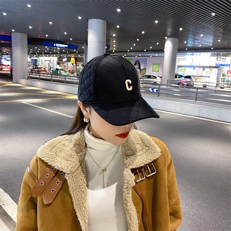 Press Grid Warm Baseball Cap Winter Embroidery Simple Couple Cap Female