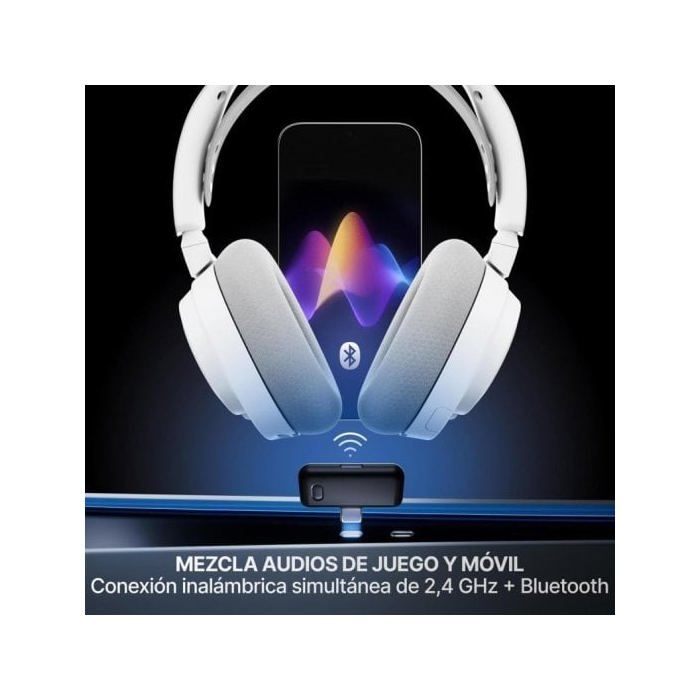 Auriculares Steelseries Arctis Nova 7 Gen 2 inalámbricos Bluetooth y Wireless para gaming con cancelación de ruido Blanc