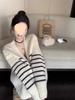 Women's Soft Striped Knitted Cardigan - Unique Lazy Style Sweater Coat for Spring & Autumn 2024
