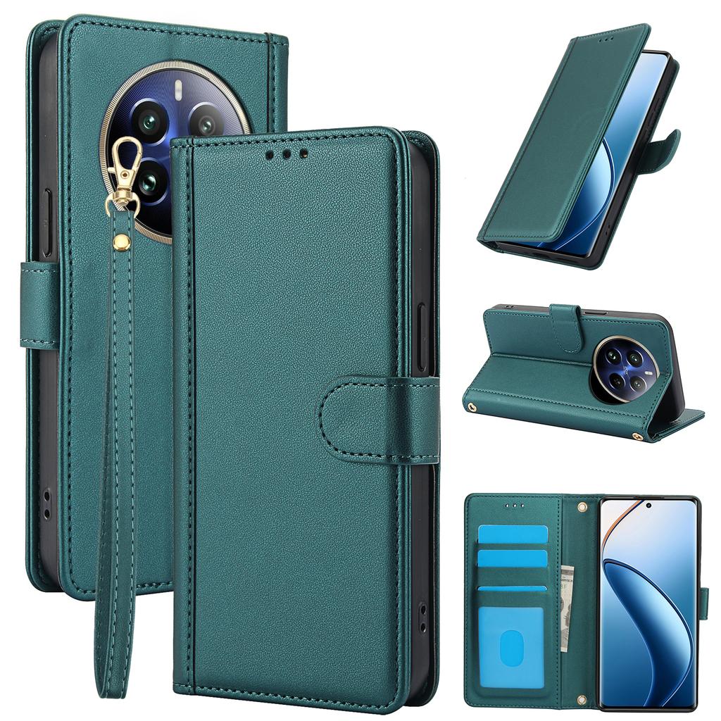 SY-003 For Realme 12 4G/12+ 5G/Narzo 70 5G/Narzo 70 Pro 5G/P1 5G Case PU Leather Phone Wallet Cover with Hand Strap