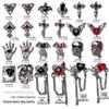 Dark Style Alloy Nail Art: Chrome Hearts, Halloween Skull, Cross & Heart Chain Rhinestone Pendants