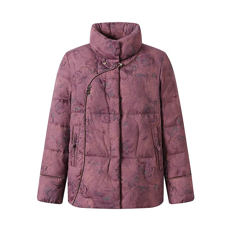 Stylish Winter Down Jacket for Older Women - Thick Warm Chinese Style Tang Suit