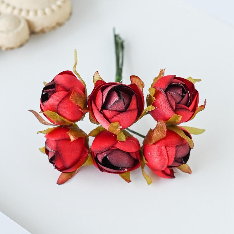 6Pcs Bouquet Multicolor Silk Roses Bouquet Vases for Home Decor Wedding Decorative Flowers Wholesale Christmas Wreath Scrapbook