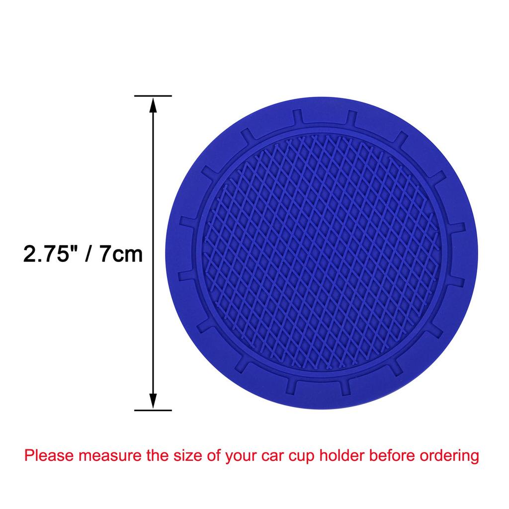 Wisdompro Car Non-Slip Coaster Drink Holder Cup Mat Vinyl Anti-Slip Vibration Proof Round 70mm Diameter 4pcs Blue