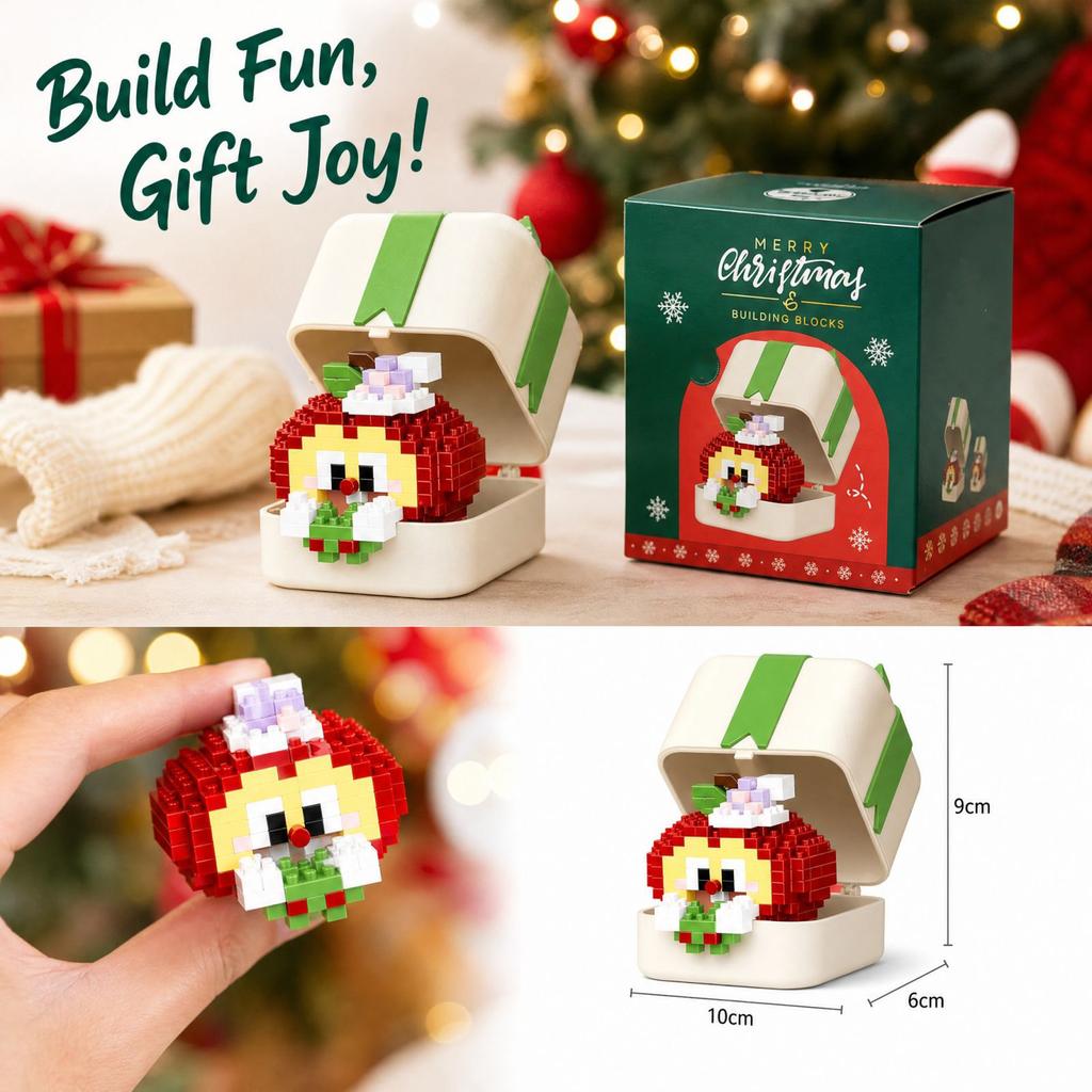 Christmas Building Set for Kids, Holiday Toy Bricks with Festive Colors, Creative DIY Building Kit, Fun Party and Stocking Stuffer