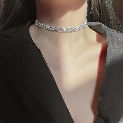 Vollbesetztes Diamant-Halsband Diamant-Choker Halskette Schlüsselbein-Kette Modeschmuck-Halskette