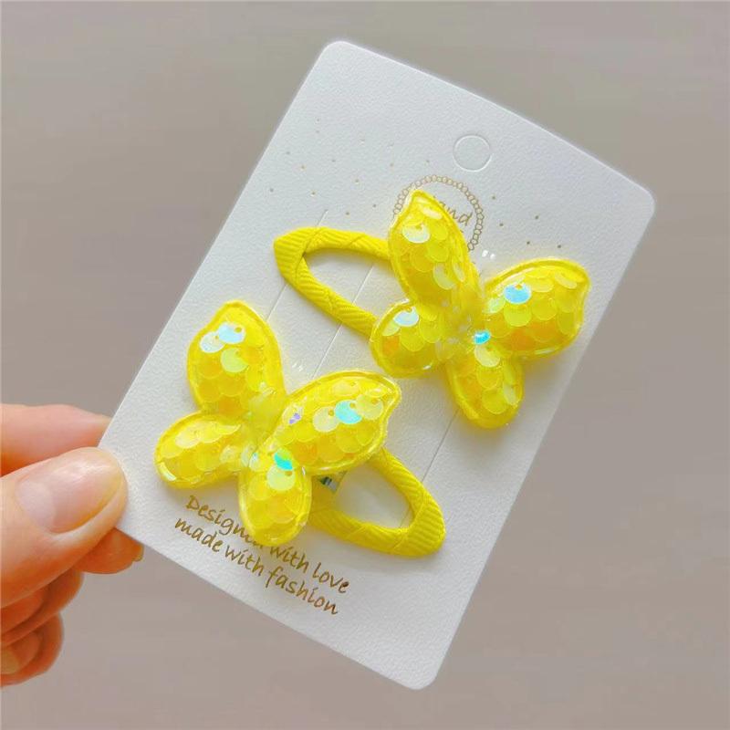 2PCS Cute Princess Sequin Fish Scale Butterfly Girls Hairpins Children Headwear Hairgrip Hair Clips Barrettes Hair Accessories