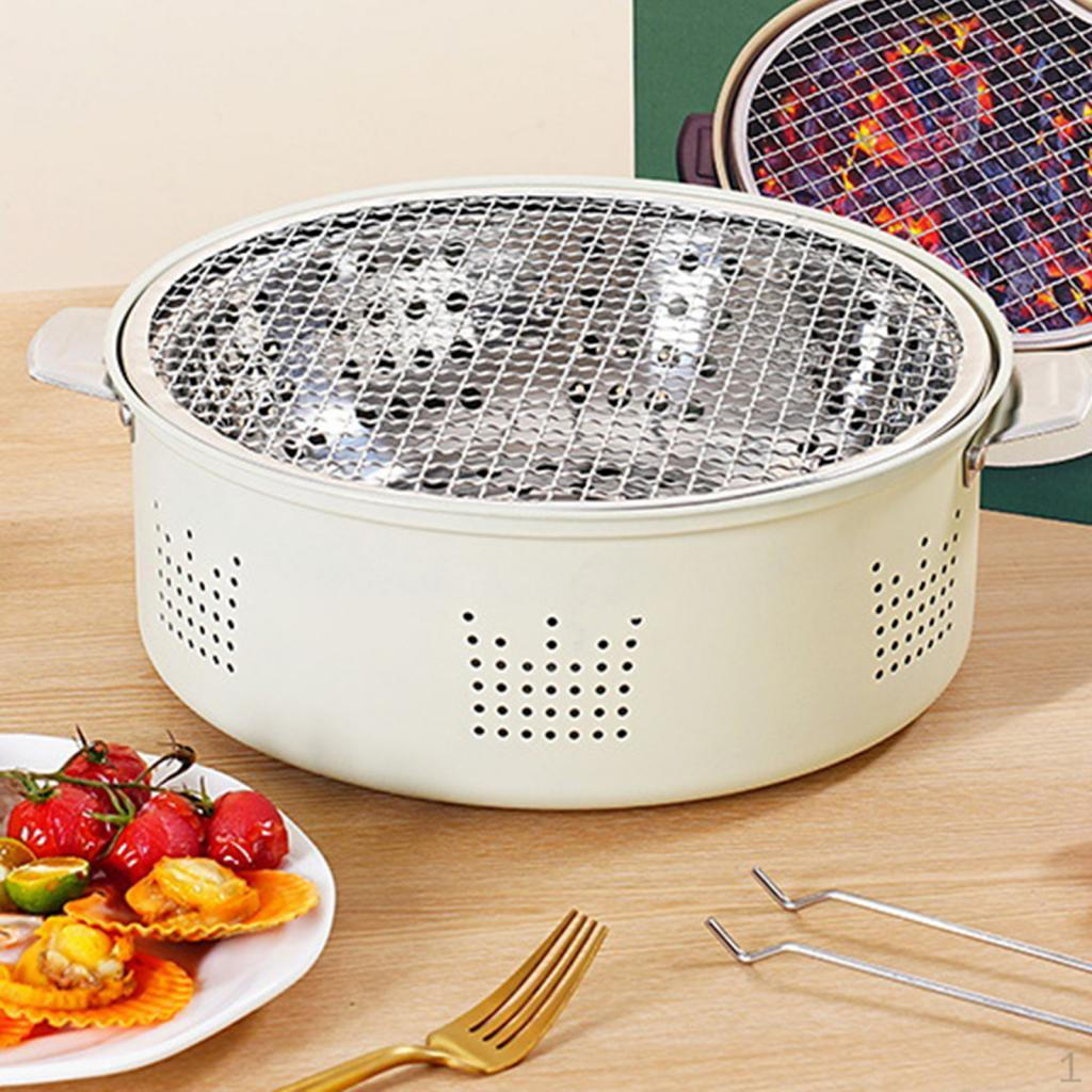 BBQ Stove Grill Round Tabletop Camping Barbecue Tools,with Wire Mesh