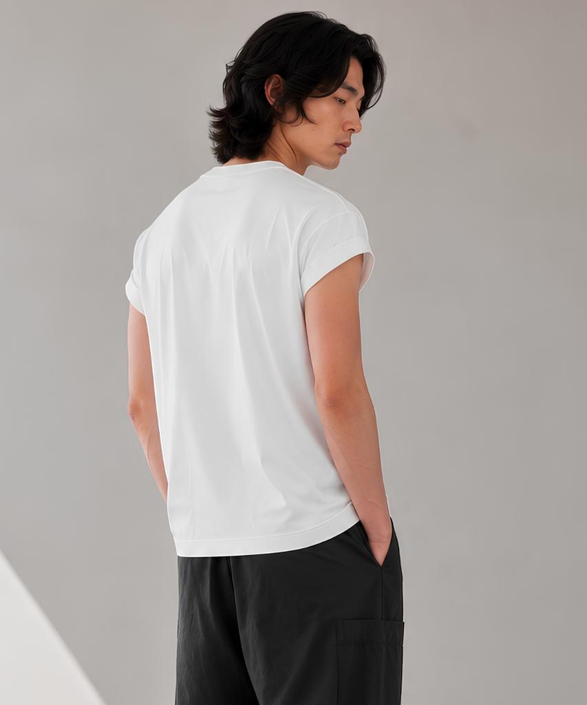 CUSTOMUS Men'S Aerocool Drop Shoulder Cap Sleeve Short Sleeve T-Shirt Cxs26Mkrt602 Whi