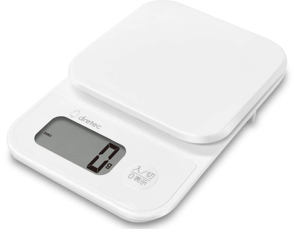 2019 New Model dretec Digital Kitchen Scale, Fast Start-Up Time, 2kg/1g Increments, Tare, Large Screen, White