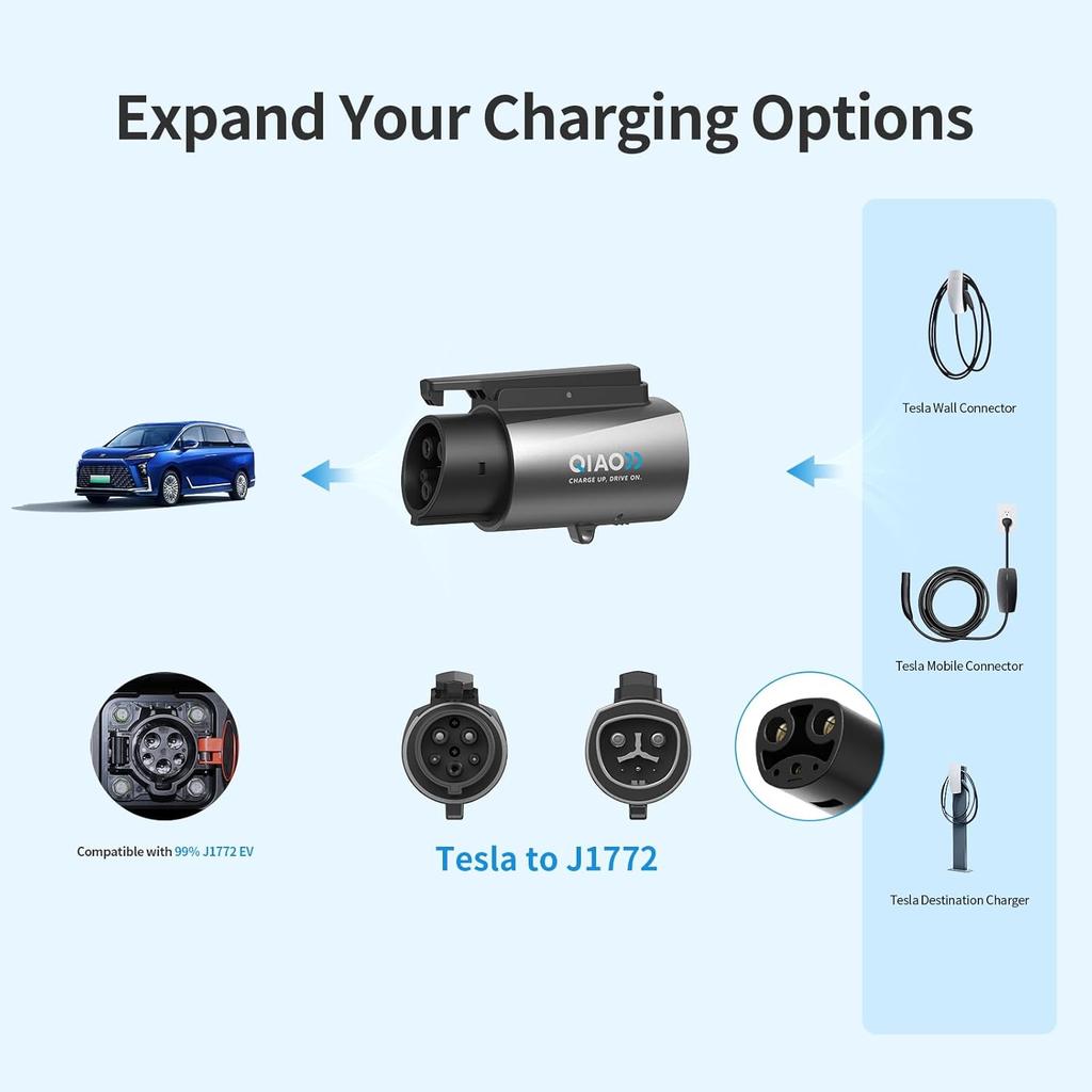 For Tesla To J1772 Adapter With Security Lock, Max 80A 250V Silver Plated NACS To J1772 Adapter For Level 2 EV Charging, Fits Tesla