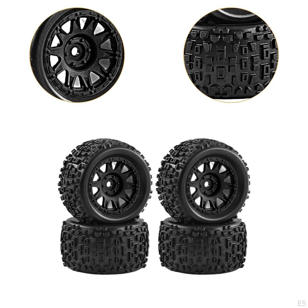 4 Pieces 1/18 RC Car Wheels and Tires Accessories Portable, Sturdy Easy to Install Direct Replaces,