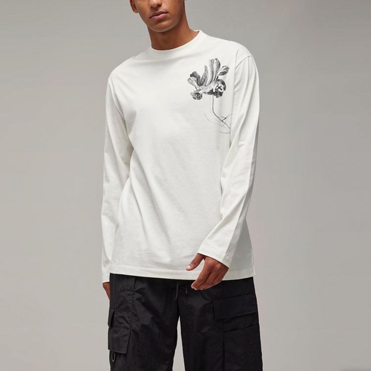 Y-3 Gfx Long Sleeve Printed T-Shirt Unisex Tops White IV7742