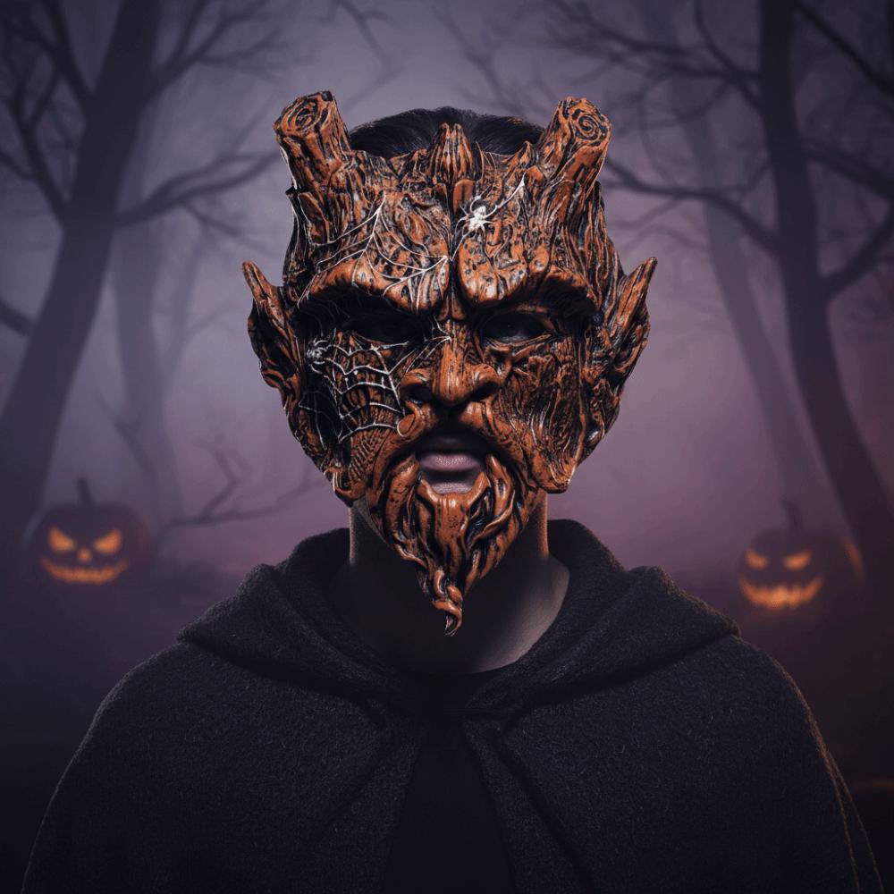 Breathable Halloween Tree Demon Mask Spider Web Pattern Tree Monster Mask Tree Man Mask Carnival