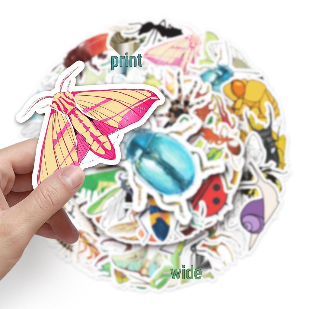 50pcs Cartoon Insect Stickers: Trendy, Waterproof, Decorative for Suitcases & Laptops
