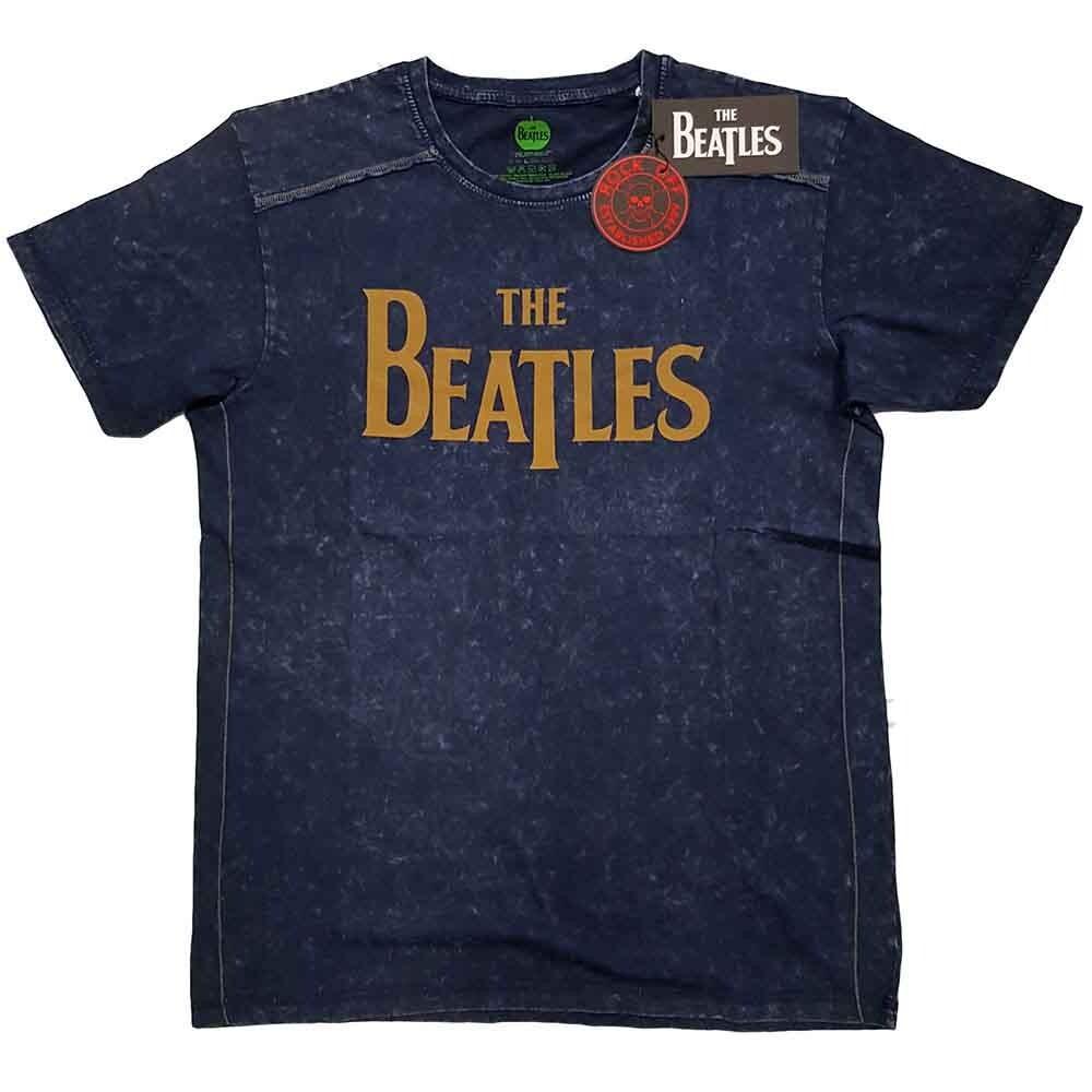 The Beatles  Drop T Logo  Blue Snow Wash T shirt - NEW Unisex T-Shirt L