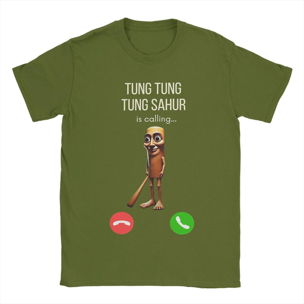 T-Shirt Sommer Tung Sahur Ruft Lustiges Angeln Gehirnfäule Meme T-Shirts Baumwoll-T-Shirt für Erwachsene YK Kurzarm Oberteil T-Shirts