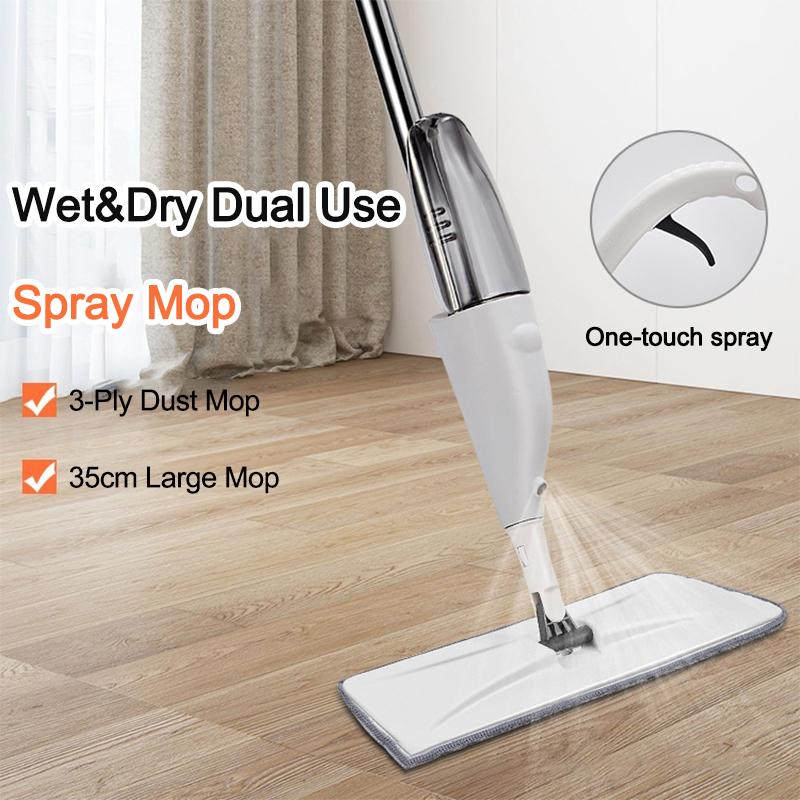 Doppelnutzungs-Sprühmopp mit 3 wiederverwendbaren waschbaren Mopp-Pads Trockenstaub Wischmopp