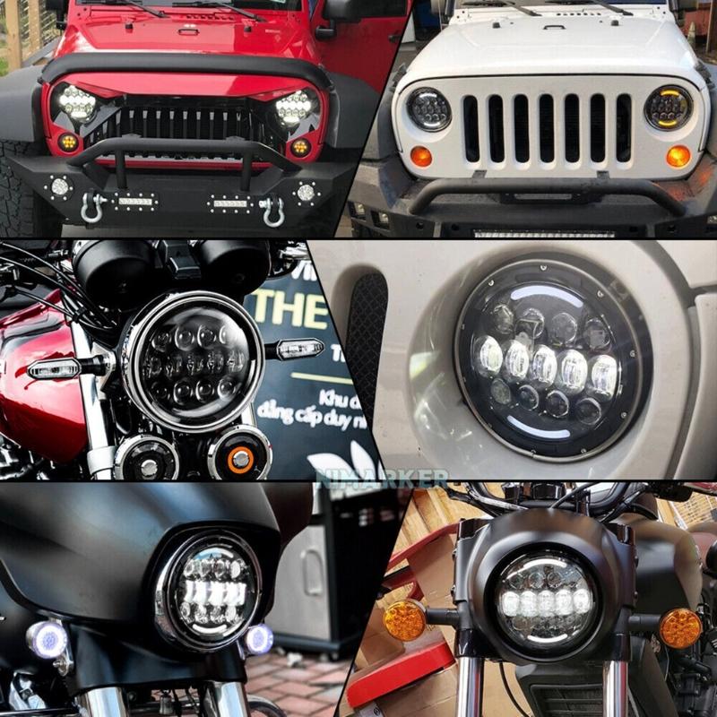 Universal 7'' Round LED Headlight for LJ 1997-2018 SUV Car Fog Light LED Headlights ith /Lo Beam DRL Eye