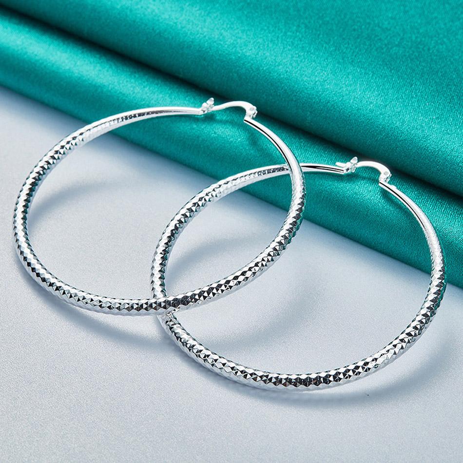 

Женские серьги из стерлингового серебра 925 пробы, благородный модный дизайн, красивые очаровательные серьги 7 см, большие круглые серьги, ювелирные изделия 70mm