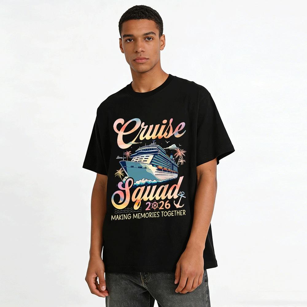 2026 Cruise Squad Making Memories Together Graphic Casual Tee Pure cotton T-shirt