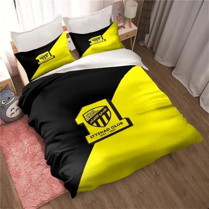 Al-Ittihad Club Jeddah Ložní souprava Chlapci Dívky Jednolůžko Queen Size Povlak na přikrývku Povlak na polštář Postel Děti Dospělí Móda Domácí textil