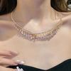 Elegant Bridal Tassel Necklaces Shining Neck Chain Choker Water Drop Rhinestone Jewelry  Wedding