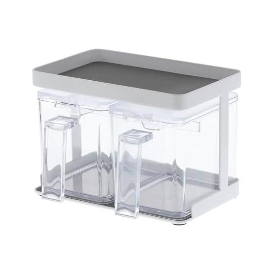 Yamazaki Jitsugyo (Yamazaki) Seasoning Container, Seasoning Stocker & Rack Tower, Set of 2, White 3341