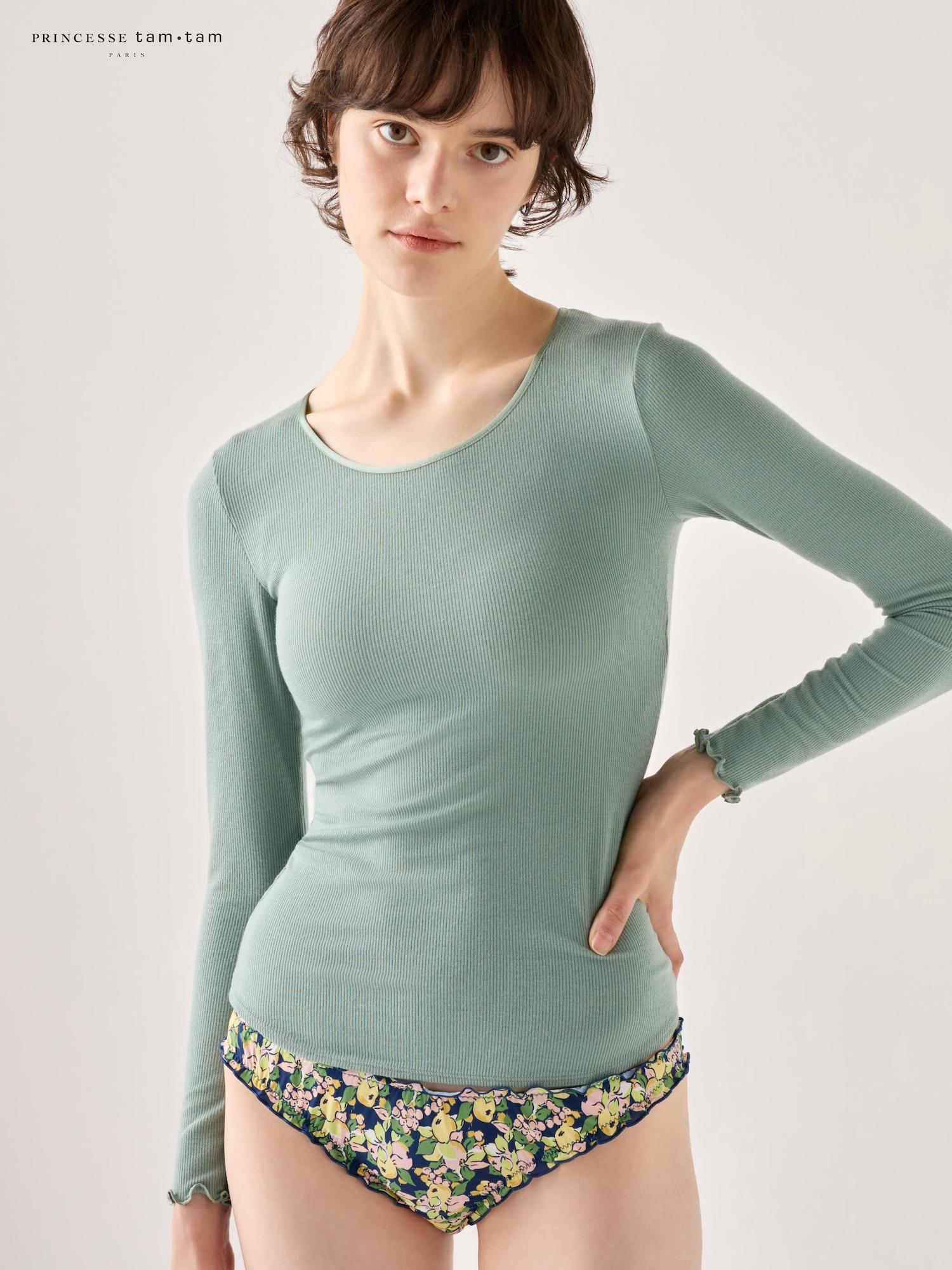 

Uniqlo Японська надтепла футболка з круглим вирізом із суміші кашеміру Heattech 51 GREEN/XL