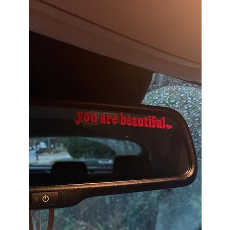 Letter Graphic Car Rearview Mirror Sticker