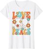 Love Peace Sign Groovy Hippie Graphic Tee Retro 70s Style Cotton T-Shirt for Women