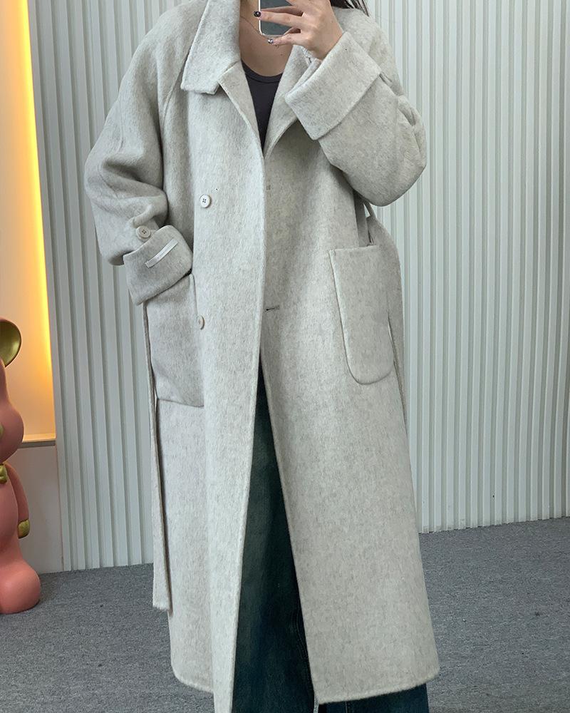 Double-sided cashmere coat 016 loose lazy woolen coat long double-sided cashmere coat