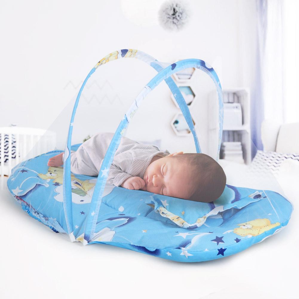 Portable Folding Cute Cartoon Pattern Baby Mosquito Net with Sleeping Pad Pillow