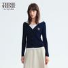 Teenie Weenie Women's Faux Two-Piece Polo Collar Knit Cardigan