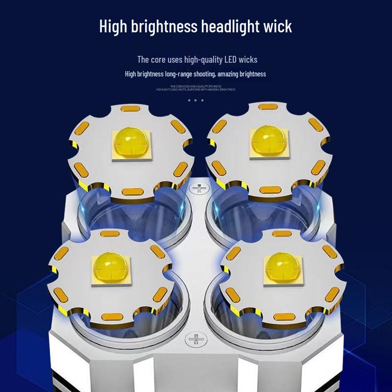 Cross-Border L-S03 Multifunctional Rechargeable LED Flashlight - Strong Beam, Side Light, Durable, Portable with Power Display