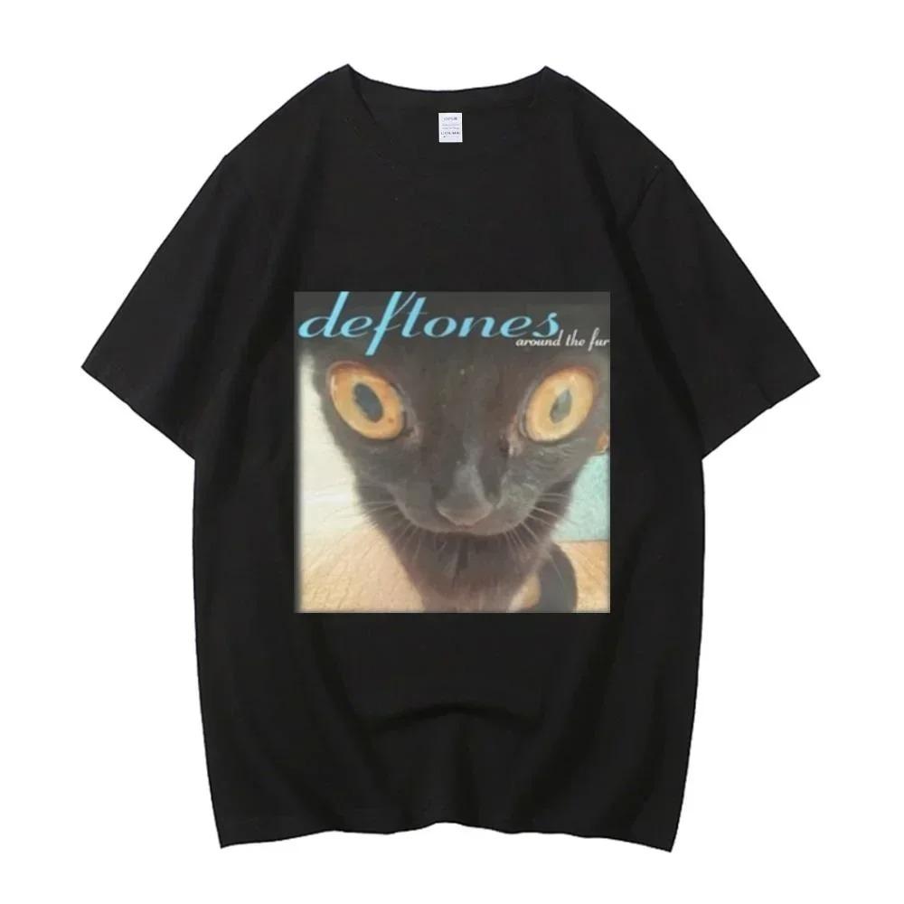Camiseta Caveira Deftones Horror Masculina Harajuku Gótica Preta Camiseta Verão Meninos Meninas Streetwear Japonesa Vintage Solta