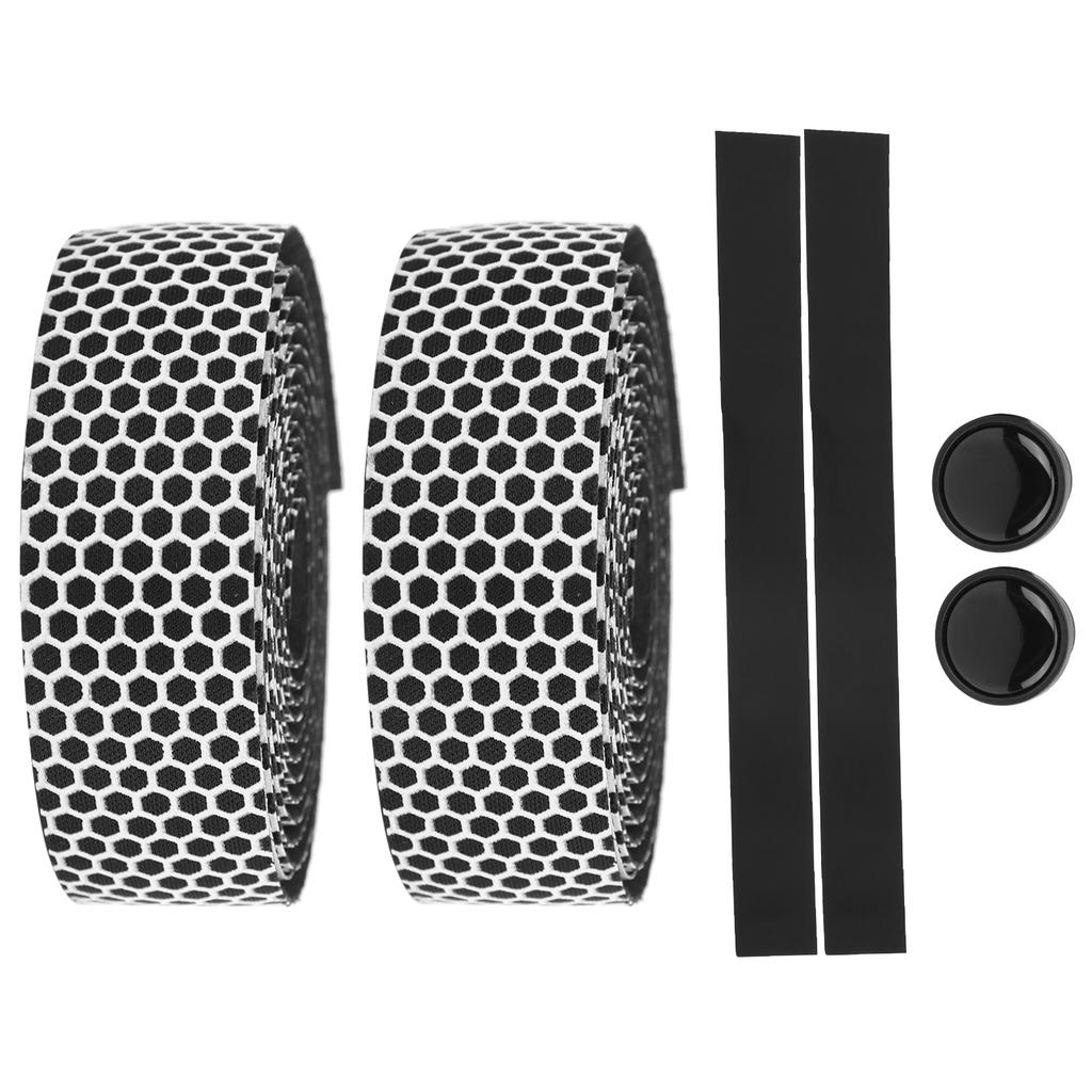 Mountain Bike Handlebar Wrap Bicycle AntiSlip Bar Grip Tape with 2Pcs Bar Plugs(White )