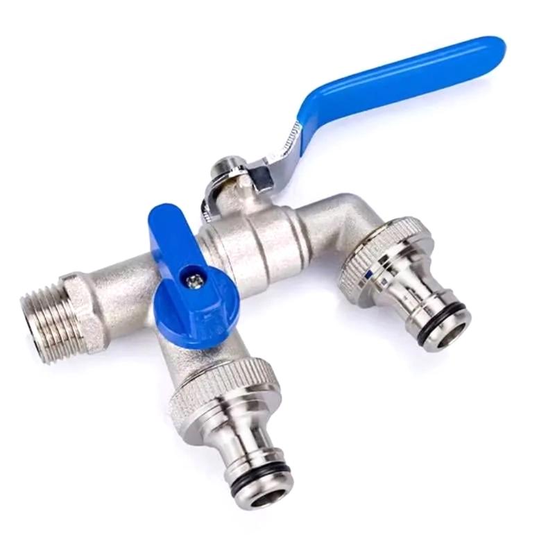 Stabile 3/4-Zoll Messing Wasserhahn Frostsicher und Rostfrei mit Doppel-Auslass Designs für Garten und Waschmaschinen