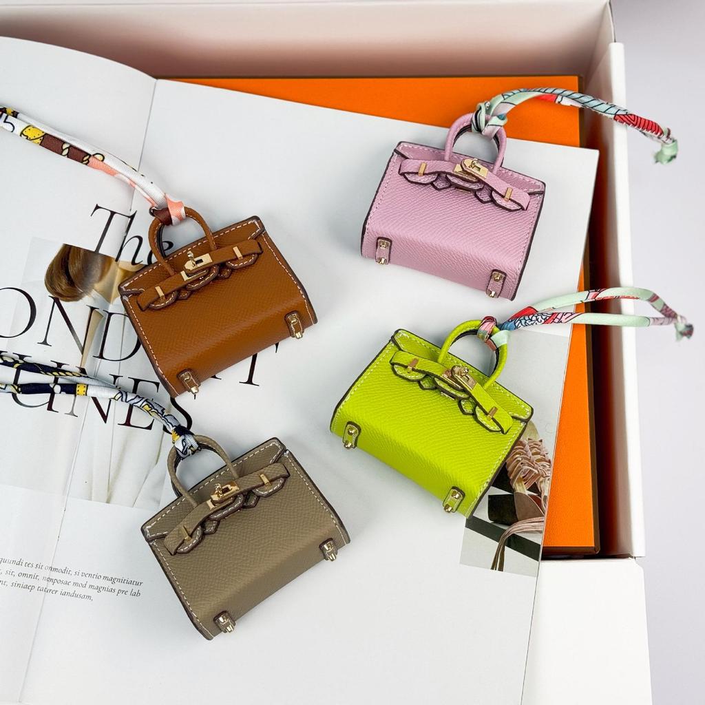 Chic Mini Bag Charm - Cute Earphone Pouch & Coin Purse with Car Keychain Decoration.